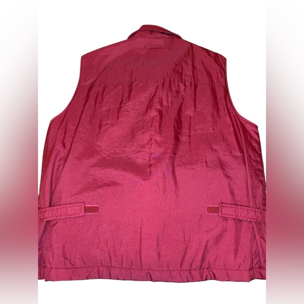 Gap Fleece Lined Utility Cargo Vest Men’s M Red Pockets 90s Winter Streetwear - Picture 3 of 5